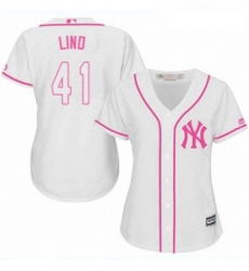 Womens Majestic New York Yankees 41 Adam Lind Authentic White Fashion Cool Base MLB Jersey 