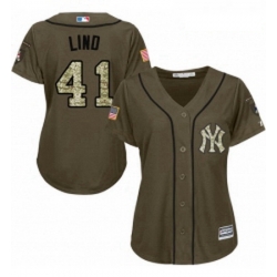 Womens Majestic New York Yankees 41 Adam Lind Replica Green Salute to Service MLB Jersey 