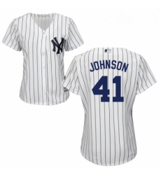 Womens Majestic New York Yankees 41 Randy Johnson Authentic White Home MLB Jersey