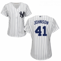 Womens Majestic New York Yankees 41 Randy Johnson Authentic White Home MLB Jersey