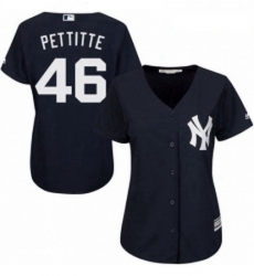 Womens Majestic New York Yankees 46 Andy Pettitte Replica Navy Blue Alternate MLB Jersey