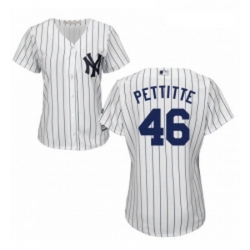 Womens Majestic New York Yankees 46 Andy Pettitte Replica White Home MLB Jersey