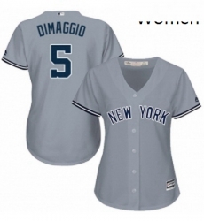 Womens Majestic New York Yankees 5 Joe DiMaggio Authentic Grey Road MLB Jersey
