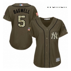 Womens Majestic New York Yankees 5 Joe DiMaggio Replica Green Salute to Service MLB Jersey