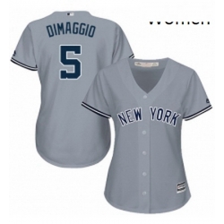 Womens Majestic New York Yankees 5 Joe DiMaggio Replica Grey Road MLB Jersey