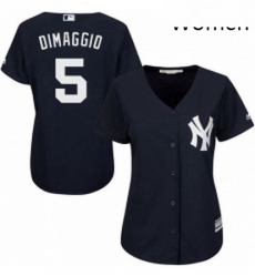 Womens Majestic New York Yankees 5 Joe DiMaggio Replica Navy Blue Alternate MLB Jersey
