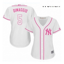 Womens Majestic New York Yankees 5 Joe DiMaggio Replica White Fashion Cool Base MLB Jersey