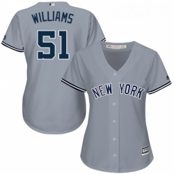 Womens Majestic New York Yankees 51 Bernie Williams Authentic Grey Road MLB Jersey