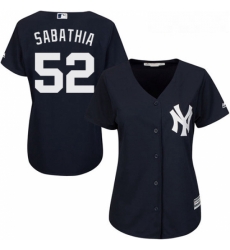 Womens Majestic New York Yankees 52 CC Sabathia Authentic Navy Blue Alternate MLB Jersey