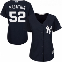 Womens Majestic New York Yankees 52 CC Sabathia Authentic Navy Blue Alternate MLB Jersey