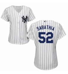 Womens Majestic New York Yankees 52 CC Sabathia Authentic White Home MLB Jersey