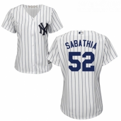 Womens Majestic New York Yankees 52 CC Sabathia Replica White Home MLB Jersey