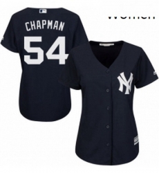 Womens Majestic New York Yankees 54 Aroldis Chapman Authentic Navy Blue Alternate MLB Jersey