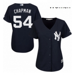 Womens Majestic New York Yankees 54 Aroldis Chapman Authentic Navy Blue Alternate MLB Jersey