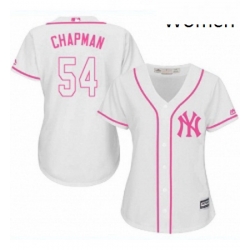 Womens Majestic New York Yankees 54 Aroldis Chapman Authentic White Fashion Cool Base MLB Jersey