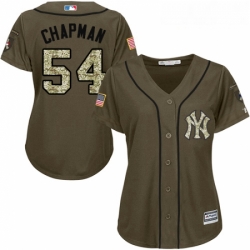 Womens Majestic New York Yankees 54 Aroldis Chapman Replica Green Salute to Service MLB Jersey