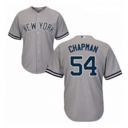 Womens Majestic New York Yankees 54 Aroldis Chapman Replica Grey Road MLB Jersey