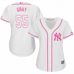 Womens Majestic New York Yankees 55 Sonny Gray Authentic White Fashion Cool Base MLB Jersey 