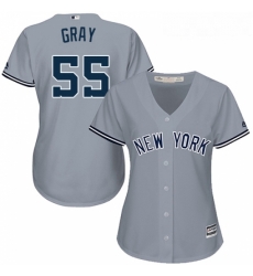 Womens Majestic New York Yankees 55 Sonny Gray Replica Grey Road MLB Jersey 
