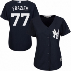 Womens Majestic New York Yankees 77 Clint Frazier Authentic Navy Blue Alternate MLB Jersey 