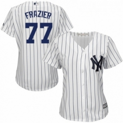 Womens Majestic New York Yankees 77 Clint Frazier Authentic White Home MLB Jersey 