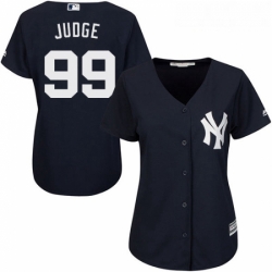 Womens Majestic New York Yankees 99 Aaron Judge Replica Navy Blue Alternate MLB Jersey