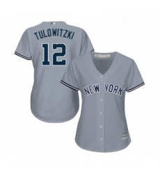 Womens New York Yankees 12 Troy Tulowitzki Authentic Grey Road Baseball Jersey 