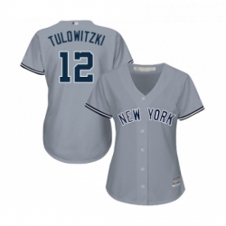 Womens New York Yankees 12 Troy Tulowitzki Authentic Grey Road Baseball Jersey 