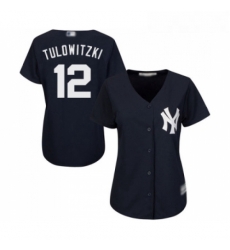 Womens New York Yankees 12 Troy Tulowitzki Authentic Navy Blue Alternate Baseball Jersey 