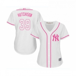 Womens New York Yankees 39 Drew Hutchison Authentic White Fashion Cool Base Baseball Jersey 