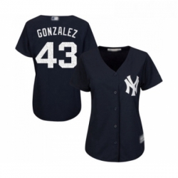Womens New York Yankees 43 Gio Gonzalez Authentic Navy Blue Alternate Baseball Jersey 