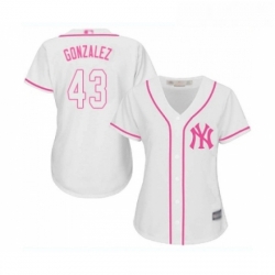 Womens New York Yankees 43 Gio Gonzalez Authentic White Fashion Cool Base Baseball Jersey 