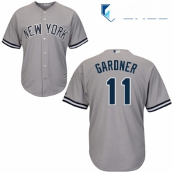 Youth Majestic New York Yankees 11 Brett Gardner Authentic Grey Road MLB Jersey