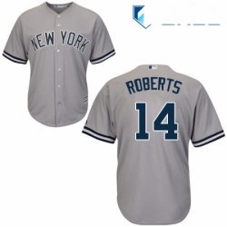 Youth Majestic New York Yankees 14 Brian Roberts Authentic Grey Road MLB Jersey