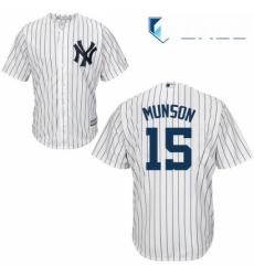 Youth Majestic New York Yankees 15 Thurman Munson Authentic White Home MLB Jersey