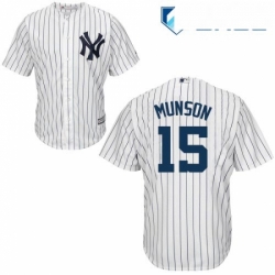 Youth Majestic New York Yankees 15 Thurman Munson Authentic White Home MLB Jersey