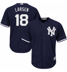Youth Majestic New York Yankees 18 Don Larsen Authentic Navy Blue Alternate MLB Jersey