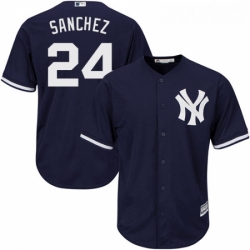 Youth Majestic New York Yankees 24 Gary Sanchez Authentic Navy Blue Alternate MLB Jersey