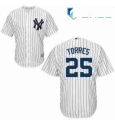 Youth Majestic New York Yankees 25 Gleyber Torres Authentic White Home MLB Jersey 