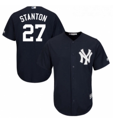 Youth Majestic New York Yankees 27 Giancarlo Stanton Authentic Navy Blue Alternate MLB Jersey 