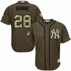 Youth Majestic New York Yankees 28 Austin Romine Authentic Green Salute to Service MLB Jersey