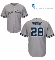 Youth Majestic New York Yankees 28 Austin Romine Replica Grey Road MLB Jersey