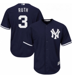 Youth Majestic New York Yankees 3 Babe Ruth Authentic Navy Blue Alternate MLB Jersey