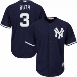 Youth Majestic New York Yankees 3 Babe Ruth Authentic Navy Blue Alternate MLB Jersey