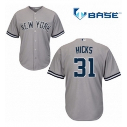Youth Majestic New York Yankees 31 Aaron Hicks Replica Grey Road MLB Jersey