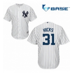 Youth Majestic New York Yankees 31 Aaron Hicks Replica White Home MLB Jersey