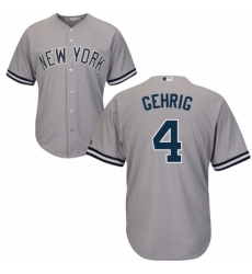 Youth Majestic New York Yankees 4 Lou Gehrig Authentic Grey Road MLB Jersey