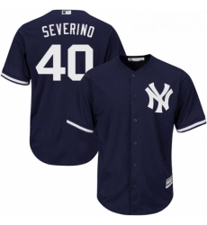 Youth Majestic New York Yankees 40 Luis Severino Authentic Navy Blue Alternate MLB Jersey 