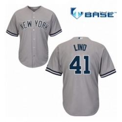 Youth Majestic New York Yankees 41 Adam Lind Authentic Grey Road MLB Jersey 