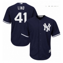 Youth Majestic New York Yankees 41 Adam Lind Authentic Navy Blue Alternate MLB Jersey 